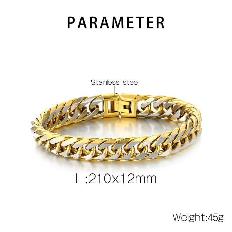 50g Weight PVD Coated Gold Plating Process 18K Real Gold Plated Plating Material Bracelets, Necklace Classification Cuban Link Chain Curb Chain Chain Type 1 Piece Quantity Daily, Party, Street Occasion 304 Stainless Steel Material Geometric Pattern All Seasons Season Men's Gender Hip-Hop, Vintage Style Style Plating Craft Wholesale Jewelry Hip-Hop Vintage Style Geometric Titanium Steel Plating Bracelets Necklace Cuban Link Chain Curb Chain 1