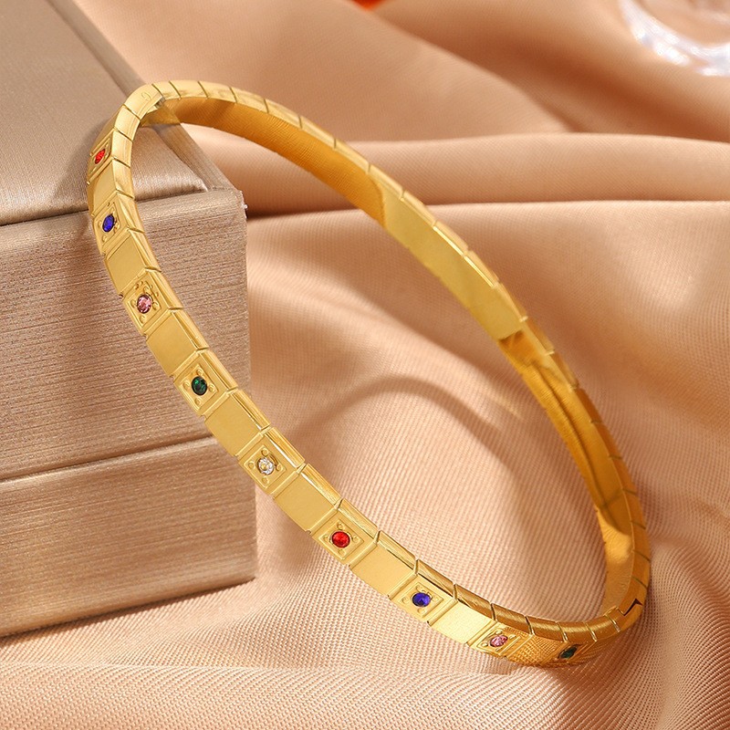 【115】SZ415-1 Golden Checkered Color Diamond Bracelet