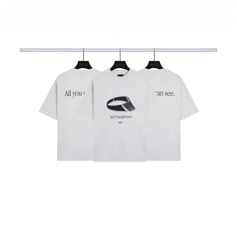 2024 Paris Sun Hat Future Sunglasses Short-Sleeved T-Shirt Loose Men's and Women's Couple Style Loose Casual Half-Sleeve Trend