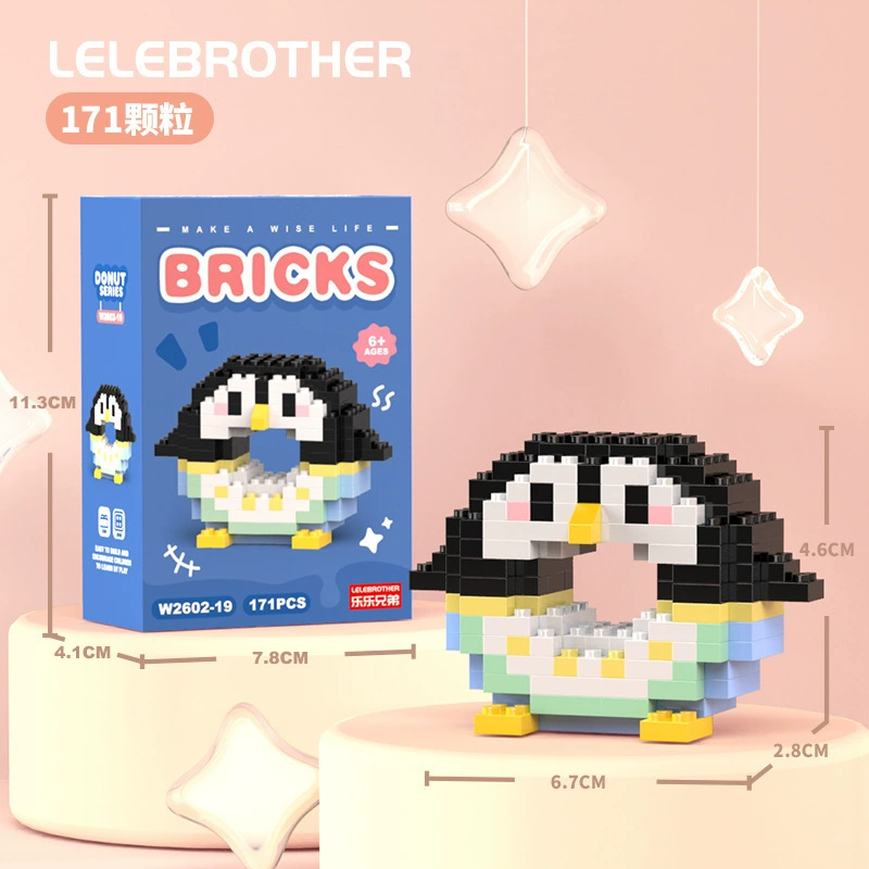 Micro‑block cartoon doll constructor (Lego style), strawberry & mini bears, blind box, micro pieces