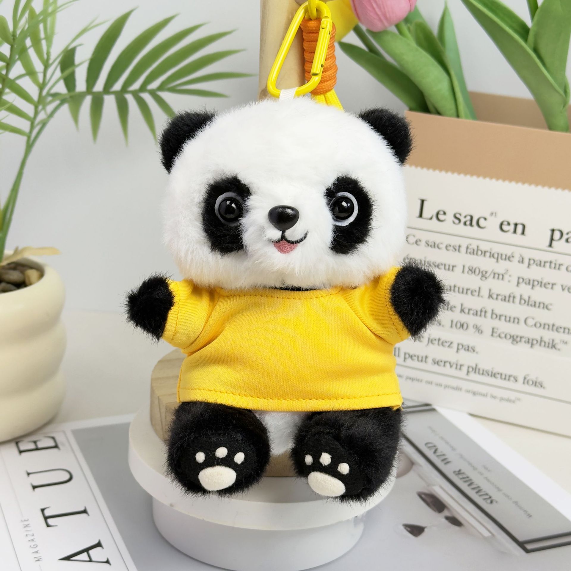 Panda muñeca suéter muñeca sonriente juguetes de peluche reunión anual regalos bancarios se pueden imprimir LOGO