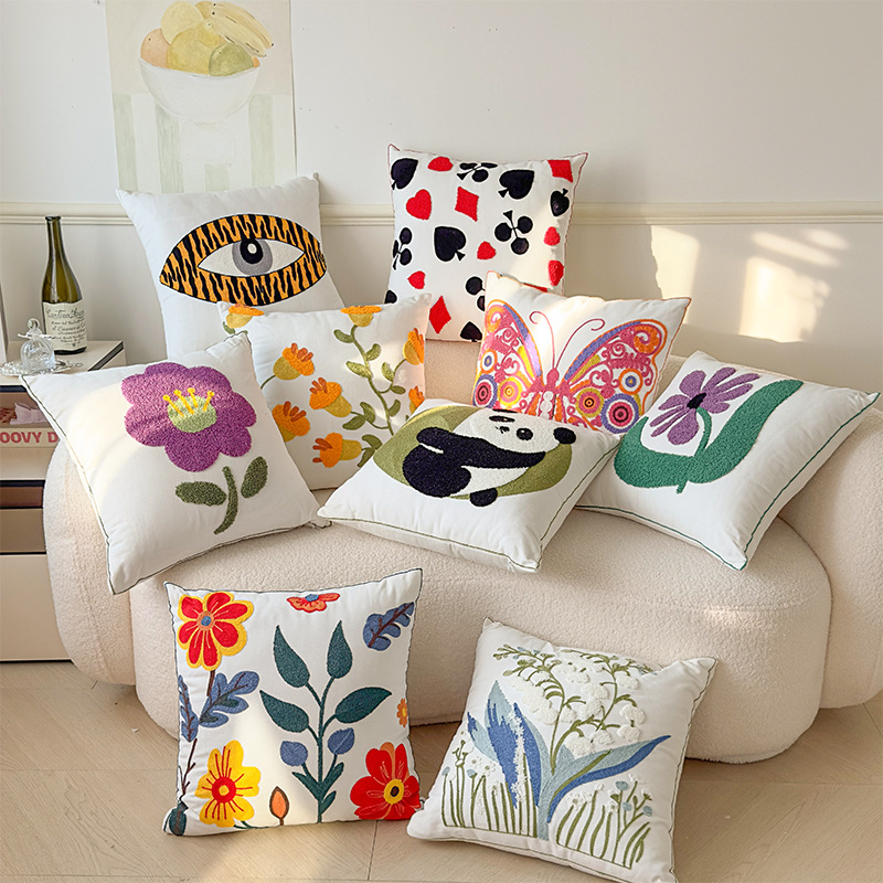 爆款抱枕立体花卉毛巾绣靠枕小清新花朵座椅枕套家居沙发靠垫套