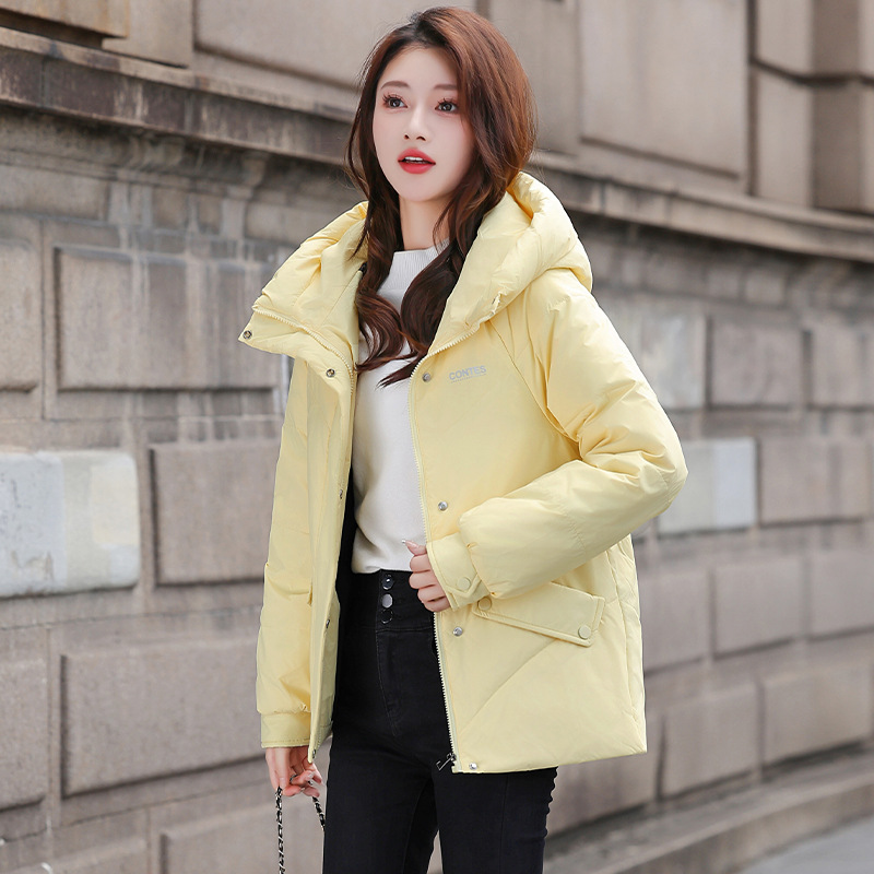 Nueva chaqueta de algodón de plumón para niñas corta chaqueta de algodón suelta de estilo coreano de color sólido versátil chaqueta caliente a prueba de frío para mujeres