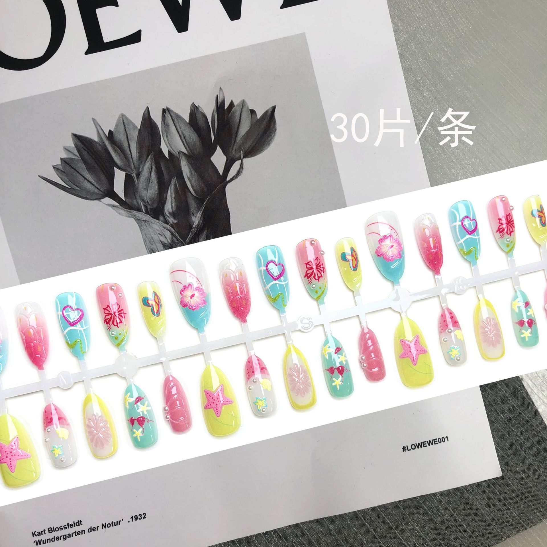 Isla de verano flor flor ins dopamina usar uñas estereoscópicas lindas Y2K nicho diseño de parche de manicura sensación avanzada