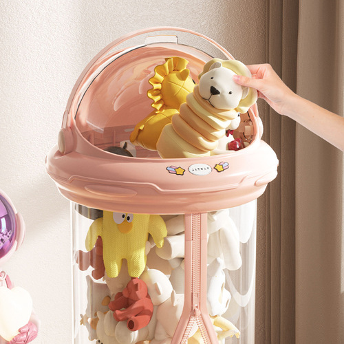 Baby storage bin transparent zipper model plush toy storage household high-quality large capacity storage basket