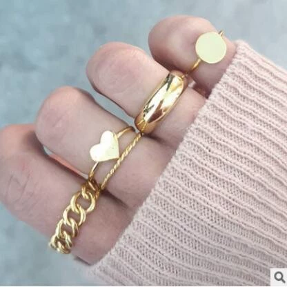 Ring multi-joint set, European style, metal adjustable stackable rings, assorted designs