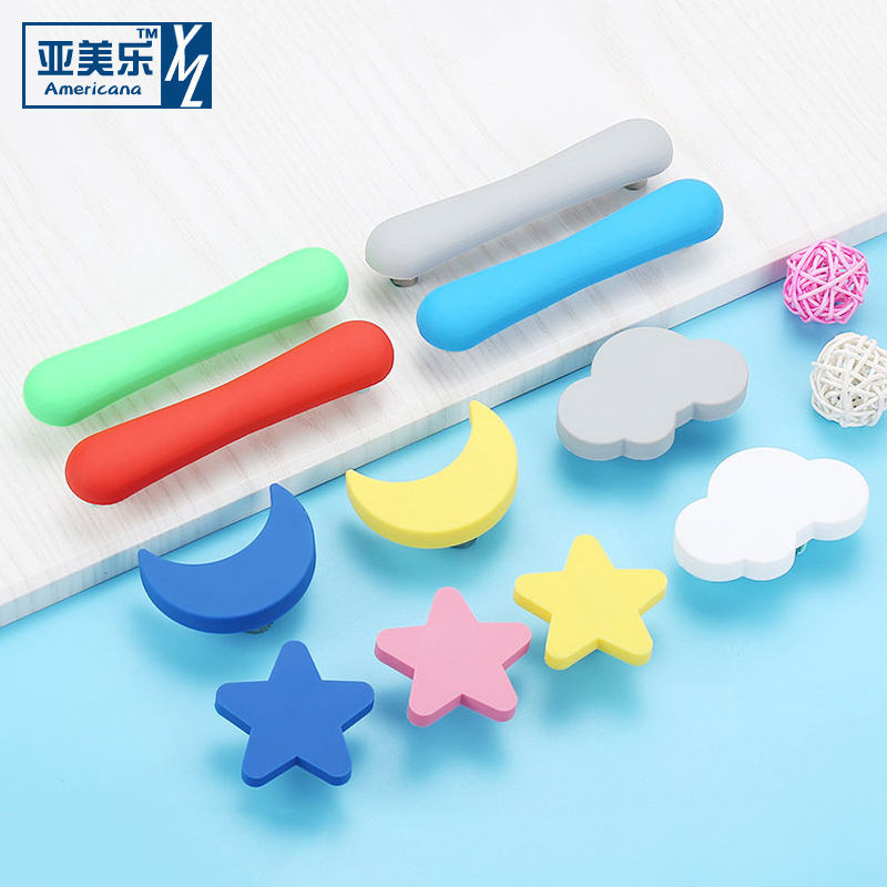 Single hole soft rubber cabinet door handle cloud handle cartoon wardrobe handle bookcase door handle anti-collision children's handle