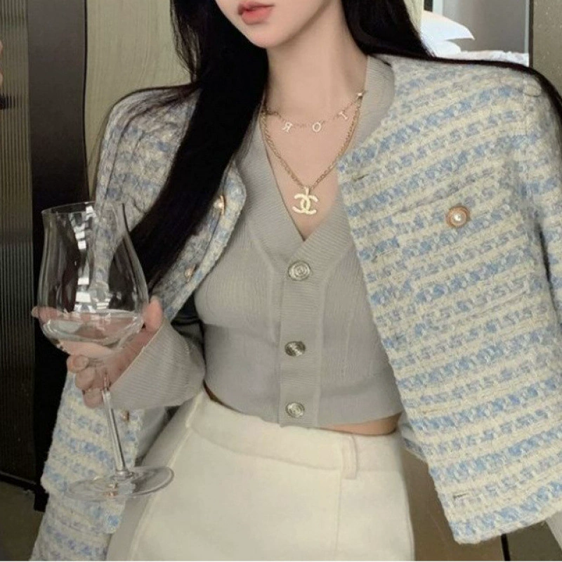 Осень дизайнерская короткая куртка, стиль Chanel, французский стиль, свободный крой, городской стиль
