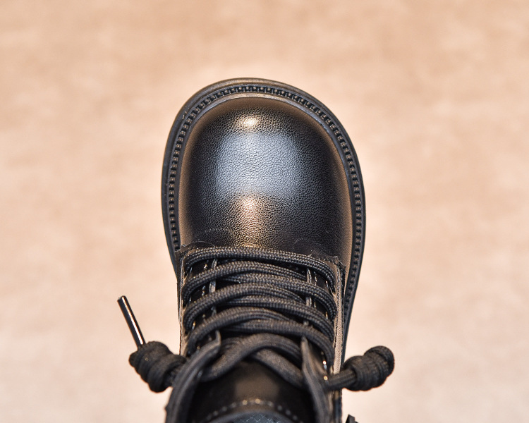 Girl' Martin Britih tyle 2024 autumn and winter new fahion veratile leather children' hort boot, middle-aged_voghion.com