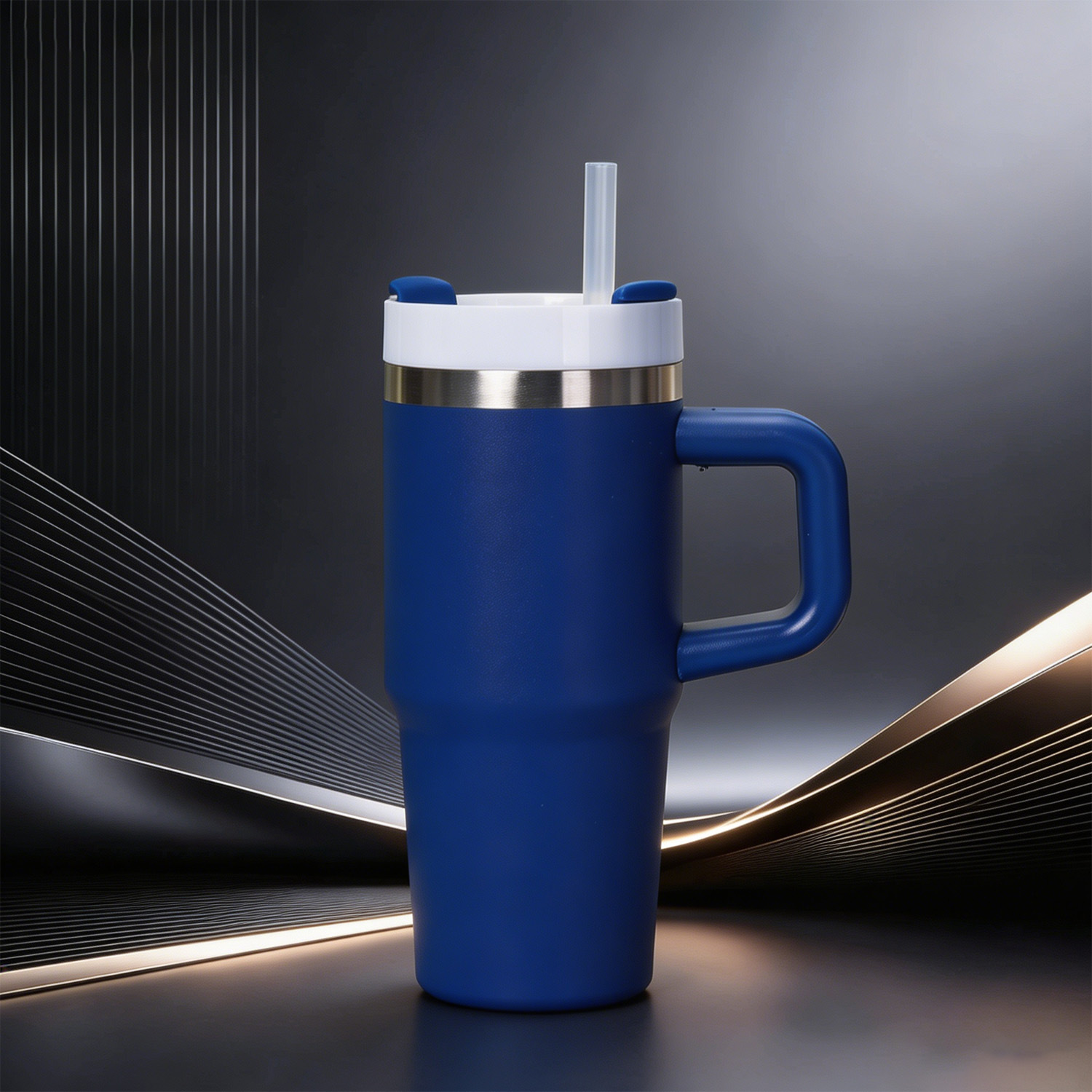 Amazon 14oz304 taza de acero inoxidable taza de aislamiento frío taza de hielo de oficina portable taza de paja