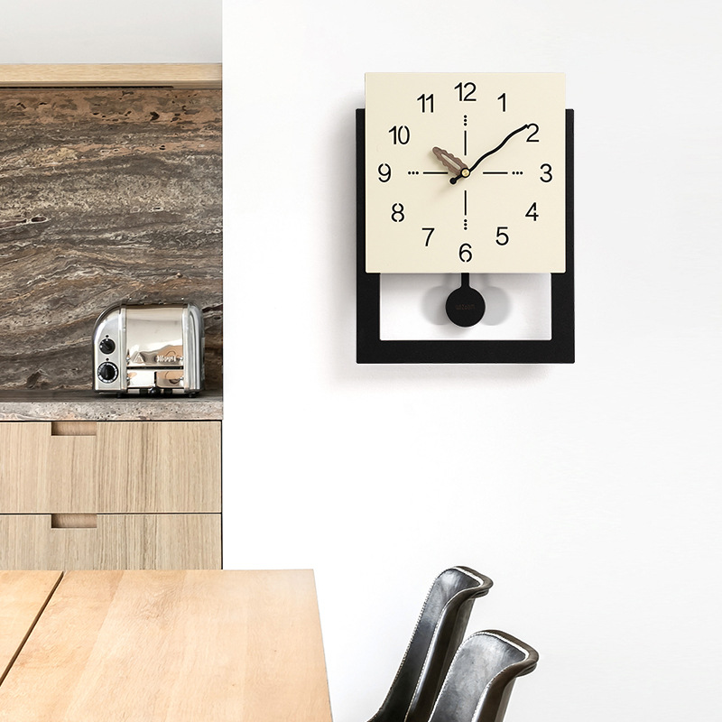 WOZOOM House Quasi-Modern Simple Home Wall Clock Punch-Free European Style Fashion Wall Clock Background Wall Decoration
