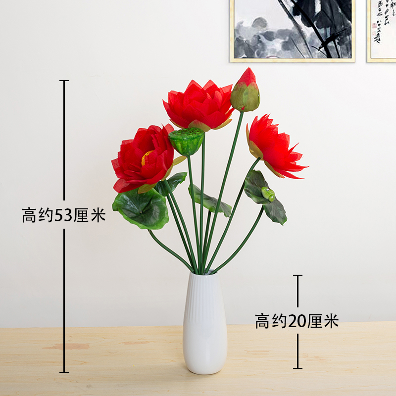 [Bộ bình] Bình dọc 9 chữ thập hoa sen lớn màu đỏ