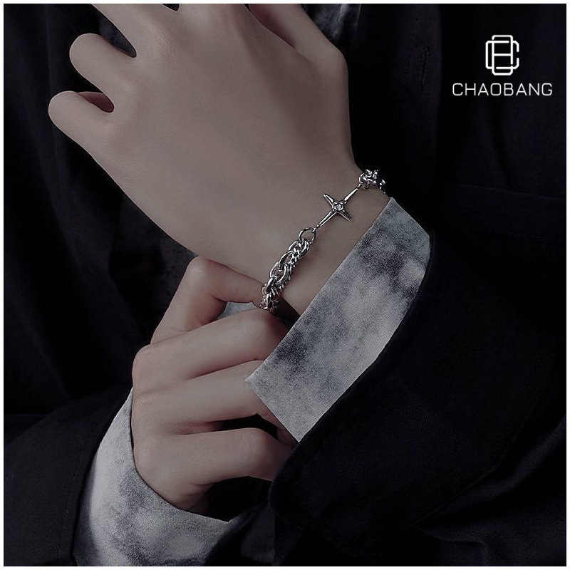 Men's Trendy Bracelet Ins Niche Design Hip-hop High-end Men's Jewelry Cold Women's Jewelry Titanium Steel Men's Jewelry