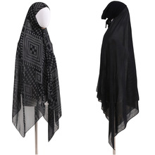 跨境新款女士雪纺头巾马来西亚松紧拉绳头巾围巾一体烫金包头巾