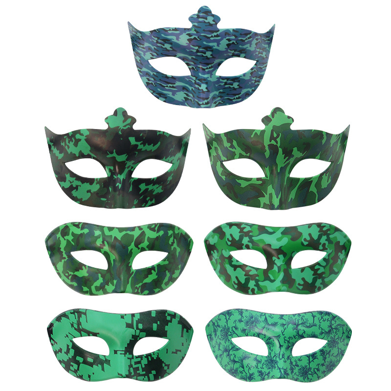 Halloween de alto grado adultos camuflaje máscara de mitad de cara decoración de disfraces de hombre fiesta máscara de cabeza plana de plástico