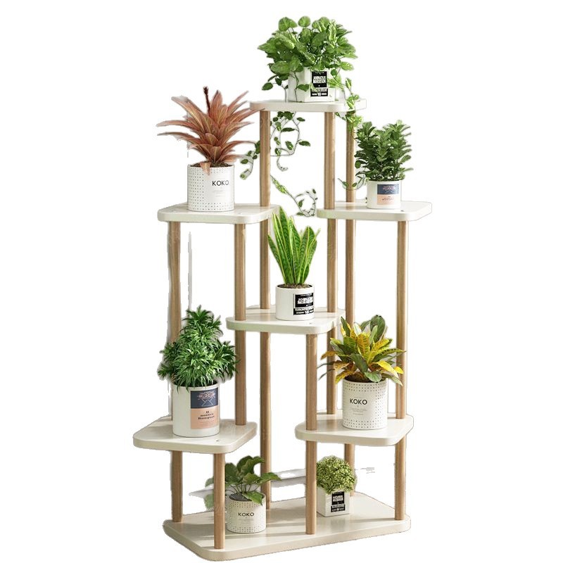 無垢材バルコニー多層植木鉢収納ラックライト高級フラワーラックリビングルーム床置き屋内ポトス植物ディスプレイラック|undefined