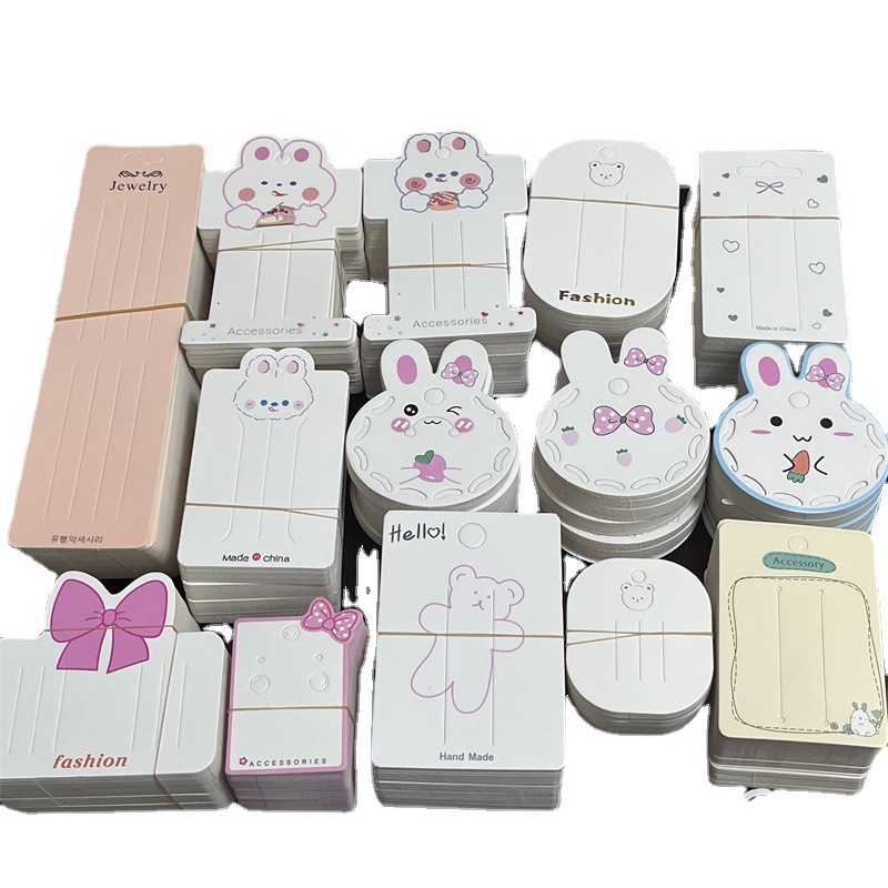 100张!厂家diy发饰卡纸饰品包装发夹卡纸白色云朵款发卡纸吊牌纸