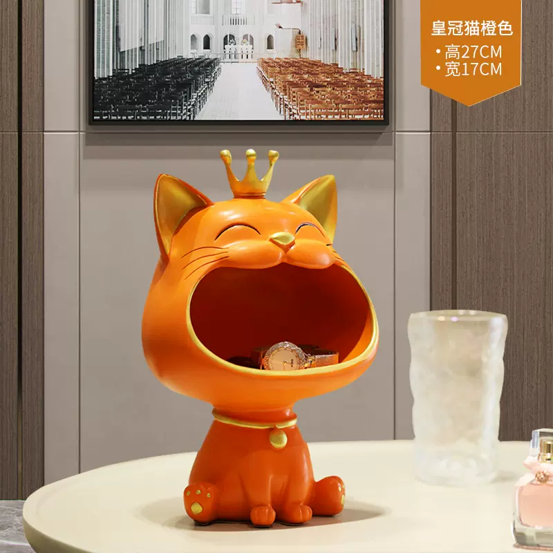 树脂招财猫入户玄关钥匙收纳摆件客厅鞋柜装饰轻奢高档工艺品摆设