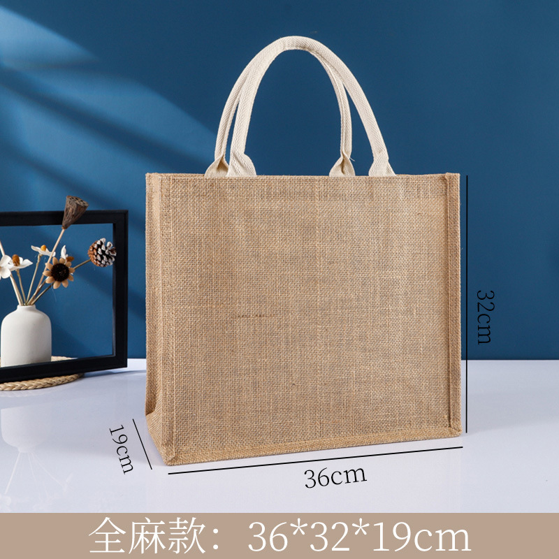Bolsas de lino personalizadas Renacimiento DIY bolsa de compras de yute Bento impermeable gran capacidad no impresa bolsa de lino image 27