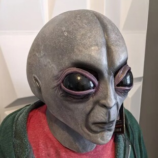 Cross-border New Grey Big Eyes Alien Mask Halloween Latex Headgear Mask UFO Alien Headgear Now