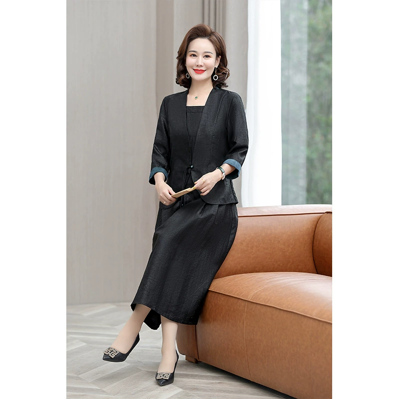 Fitted jacket, retro style, black, 3/4 sleeves, leisure and dressy
