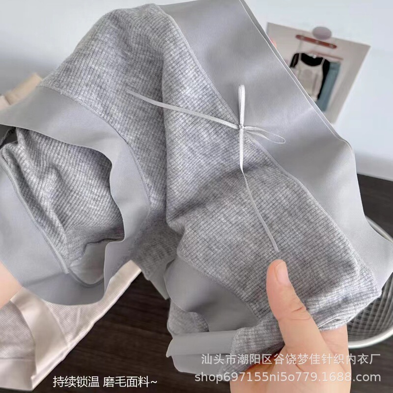 Earth-Tone Seamless Cashmere-Feel Warm Women's Briefs, Ultra-Fine, Ultra-Soft, Brushed Mid-Waist Underwear with Silk Crotch