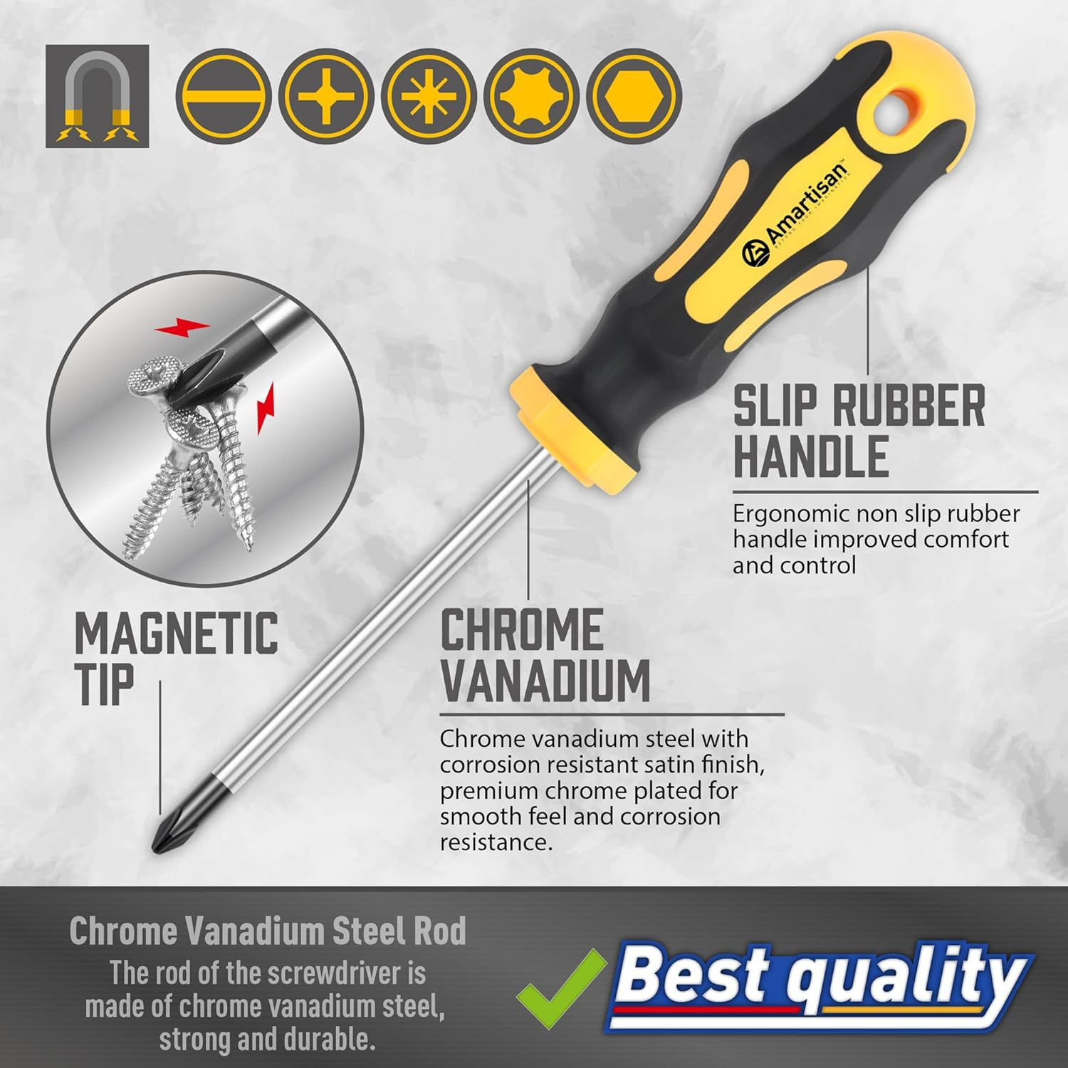 11pc Mushroom Head Magnetic Screwdriver Set with Magnetizer Demagnetizer