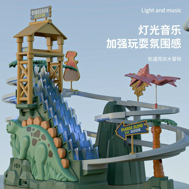 Dynamic rotating dinosaur, slide railed, electric toy, new collection