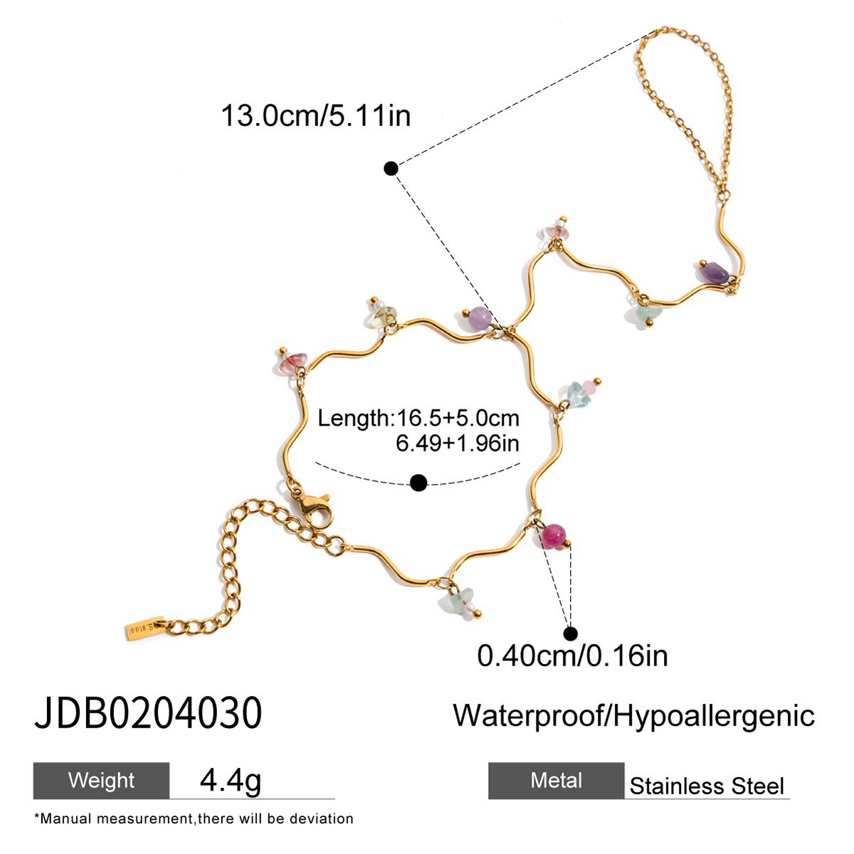 Wanxing Europa y América nueva pulsera de dedo de piedra natural de color de acero inoxidable dorado de 18k apilada con joyería de lujo ligera de alta calidad