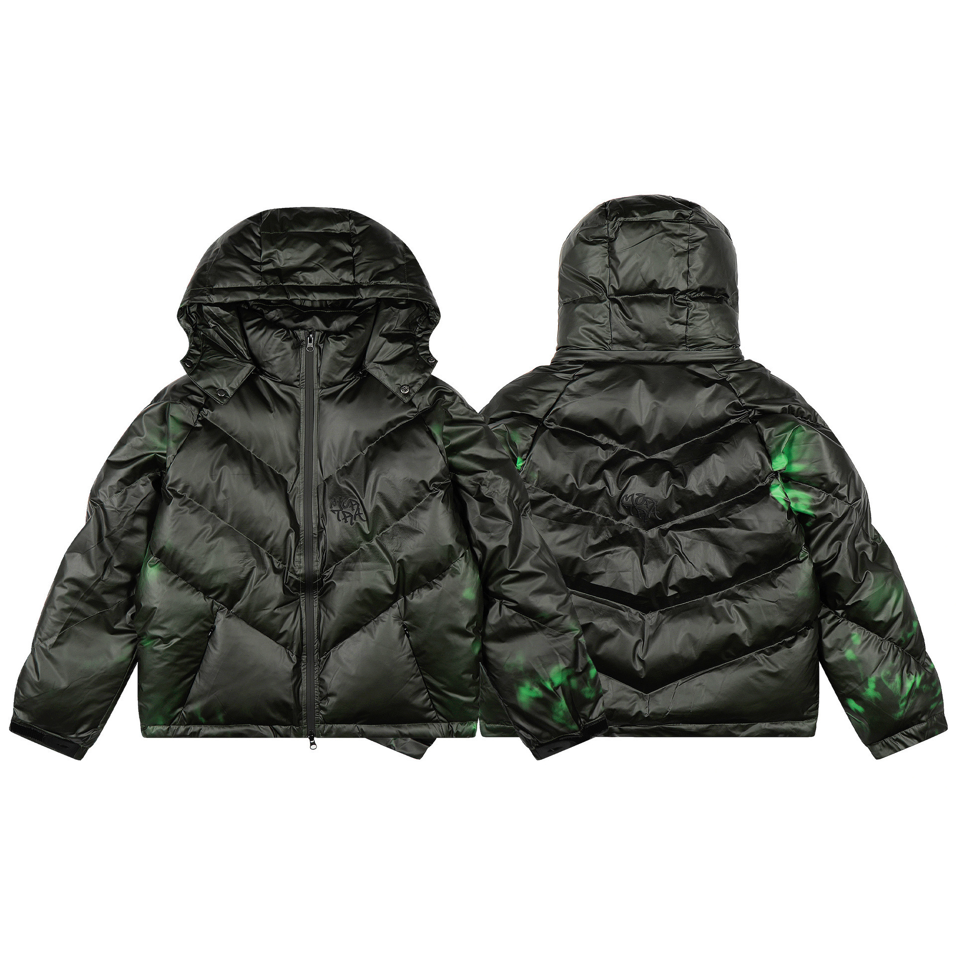 Mertra Puffer Jacket Embroidery Black Green