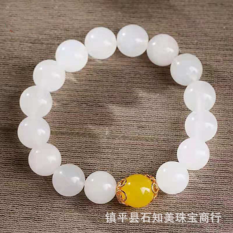 新疆と和田羊脂白玉金糸玉のブレスレットの男女の玉の手の卸売りを生放送します。|undefined