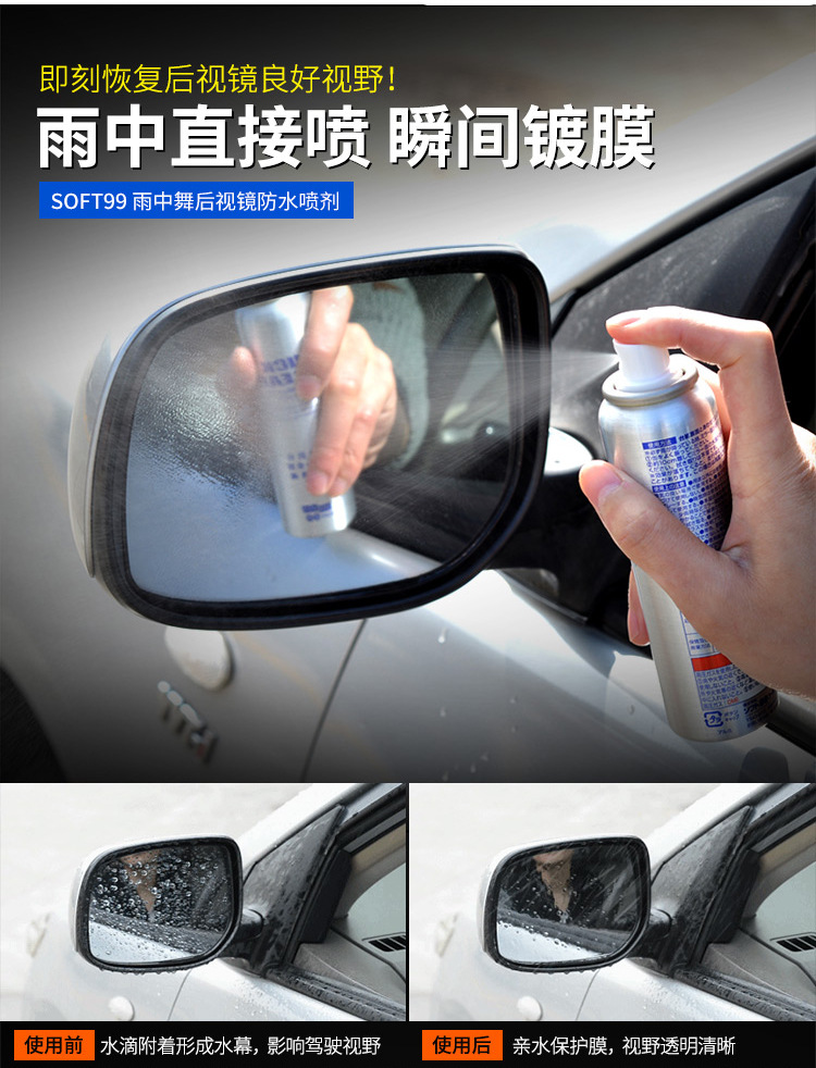 Japan's Original Soft99 Direct-Injection Rearview Mirror Rainproof Agent Rain Enemy Car Reversing Mirror Glass Rain Repellent Agent