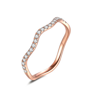 Korean version of the new 18k gold 20 cultivation diamond ring women's personality irregular curved edge rose gold couple ring