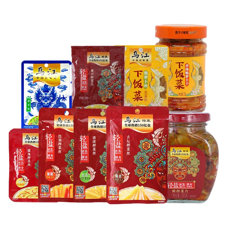 Wujiang Маринованный горчичный клубень оптом 80 г * 100 пакетов Fuling Маринованный горчичный клубень хрустящий рот Маринованный горчичный клубень сердцевина красного масла Маринованный горчичный клубень редис ламинария Шелк