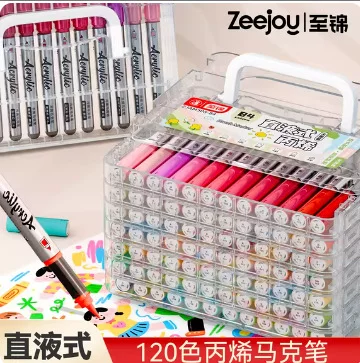Acrylic Marker Pen with Straight Liquid Ink, Soft Tip, Large Capacity, 192 Colors, Stackable, Non-Transparent, Specially Designed for Art Students for Painting and Graffiti