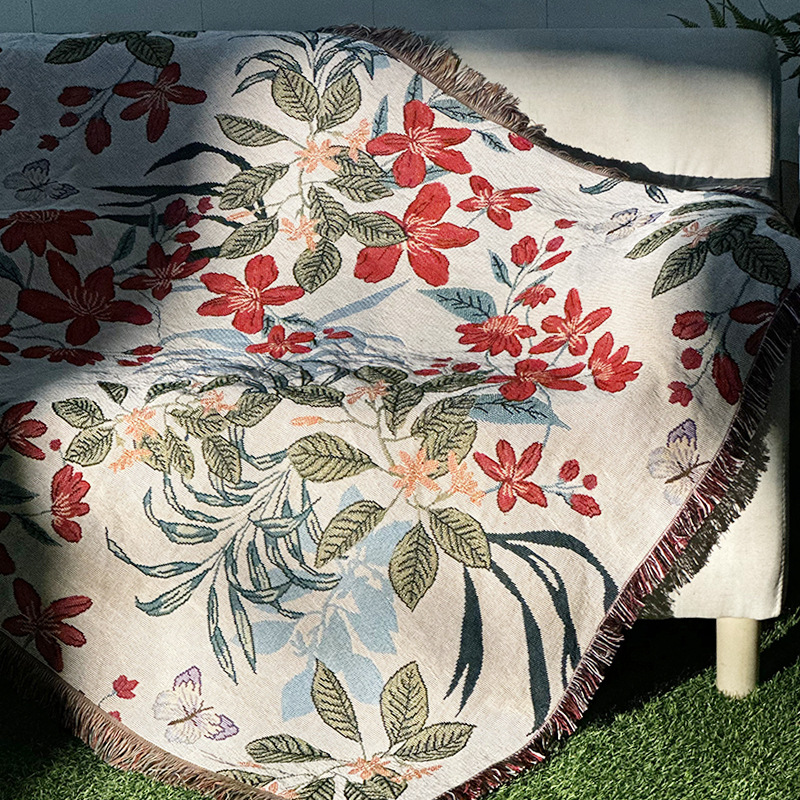 Spring New Sofa Cover Blanket Multifunctional Blanket Home Nap Air Conditioning Blanket Fringe Simple