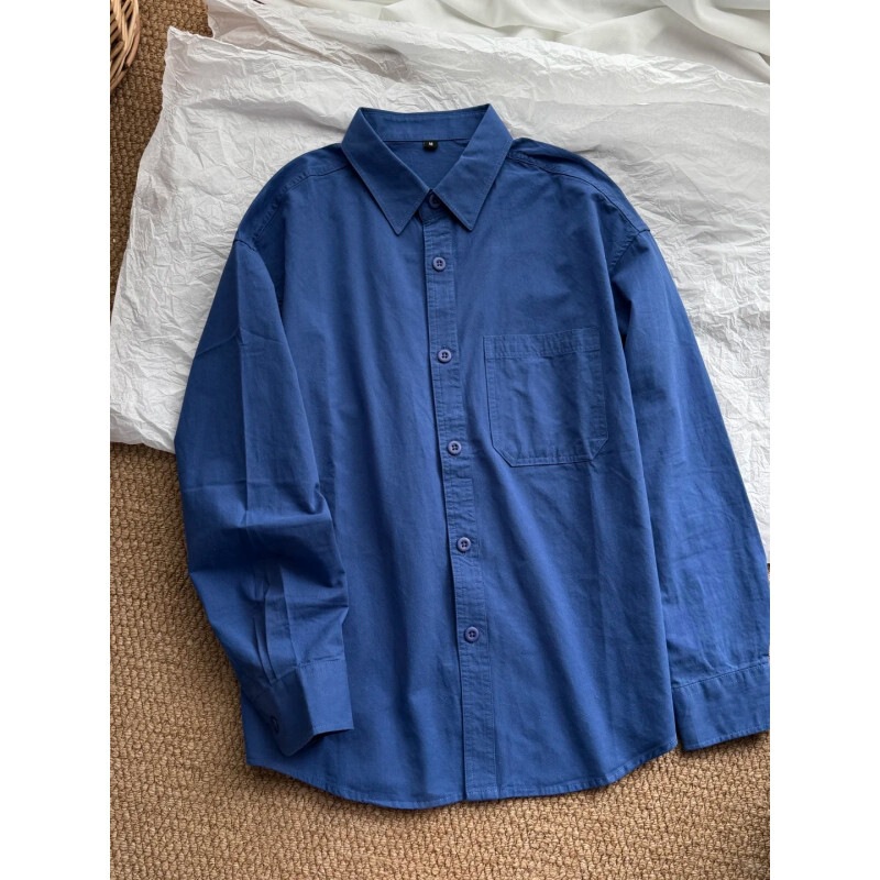 190g high-quality Japanese-style work shirt for men, pure cotton long-sleeve casual shirt, perfect for layering under an American retro jacket