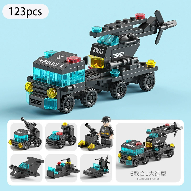 Конструктор-танк и полицейская машина LEGO, набор для мальчиков, игрушка из мелких деталей