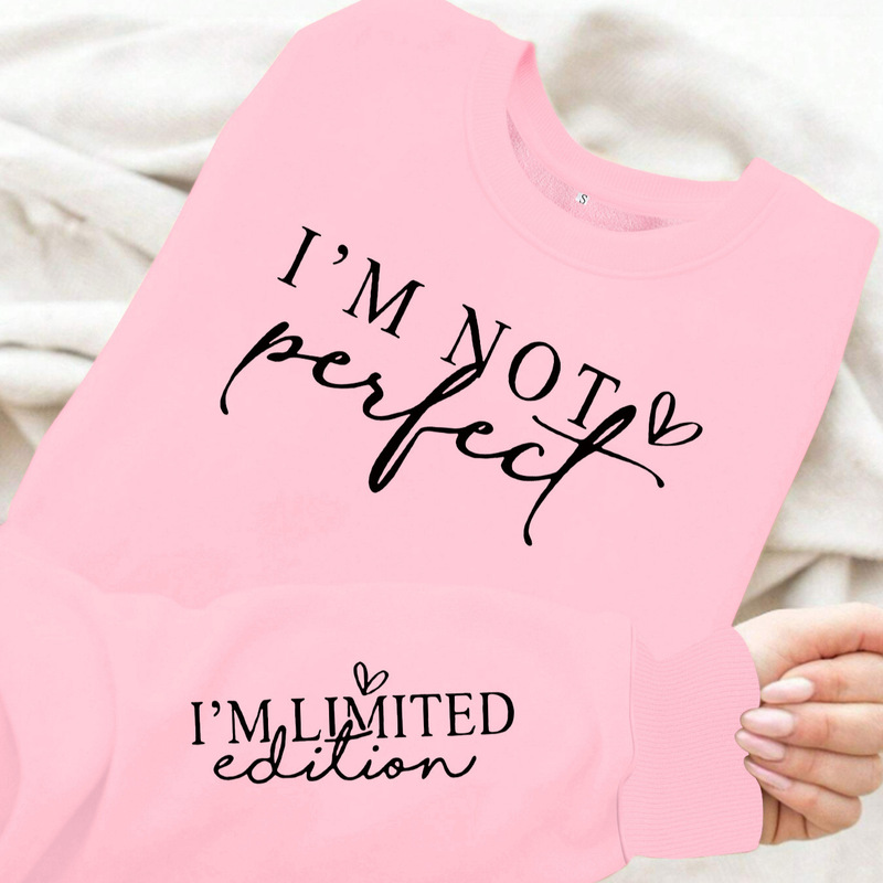 Amazon cross-border round-neck sweatshirt for women, autumn and winter style, export quality, with a "imperfect" print, casual, loose fit, and fleece-lined Amazon cross-border round-neck sweatshirt for women, autumn and winter style, export quality, with a "imperfect" print, casual, loose fit, and fleece-lined