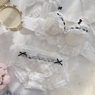 New Japanese Style Soft Girl Girl Style Bra Sexy Lace Cute Princess No Rings Gathered Pure Desire Underwear suit