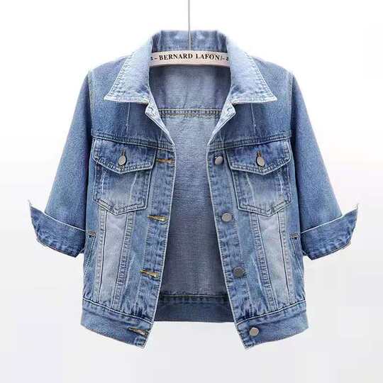 Seven-Sleeve Denim Jacket Women's Short 2022 Spring and Summer New Slim-fit Slimming All-match Cardigan All-match Student Top