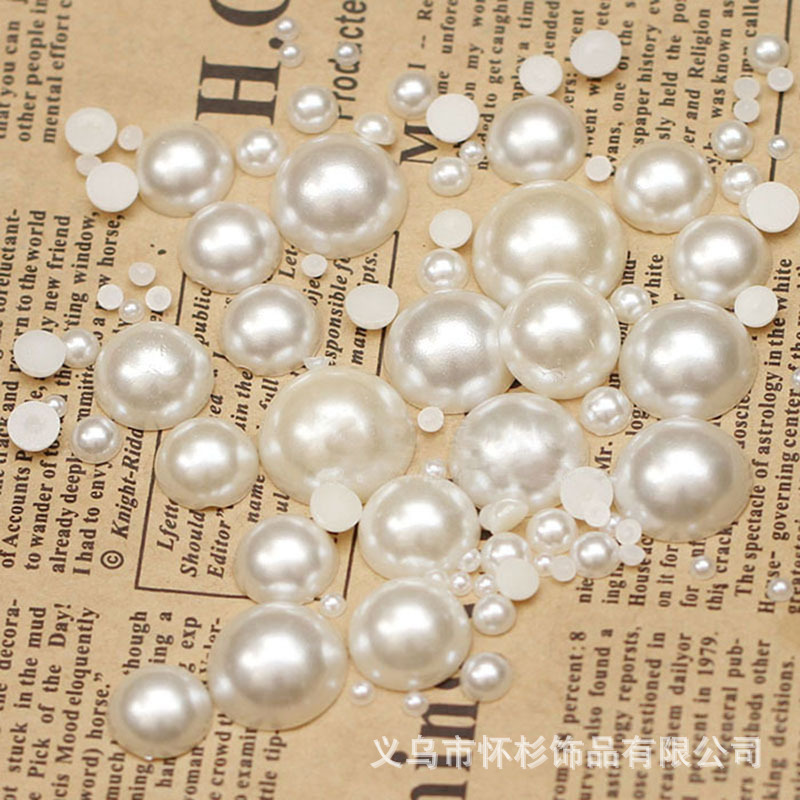 Off-White Half Piece Half Face Flats Bottom Semi-Circle Pearl Patch Loose Beads DIY Handmade Earring Material Jewelry Accessories Manicure