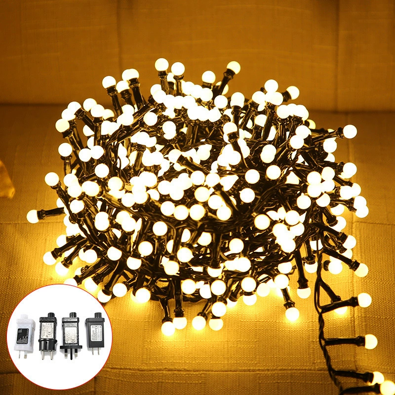 New Year's small ball light string small white ball lantern cherry small ball decorative light outdoor waterproof solar camping light