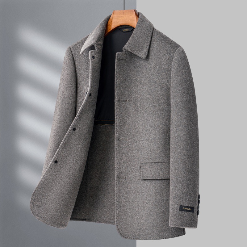 Double-Sided Woolen Jacket Men's Casual Lapel Autumn and Winter Style Middle-Aged and Elderly Dad's Short Wool Jacket