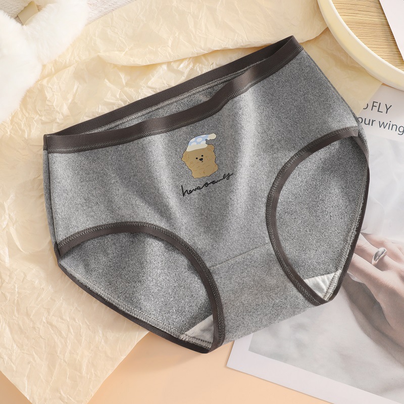Algodón de las mujeres entrepierna transpirable lindo mediados de la cintura cepillado de la muchacha del triángulo de la muchacha sin costura de la muchacha del otoño y el invierno