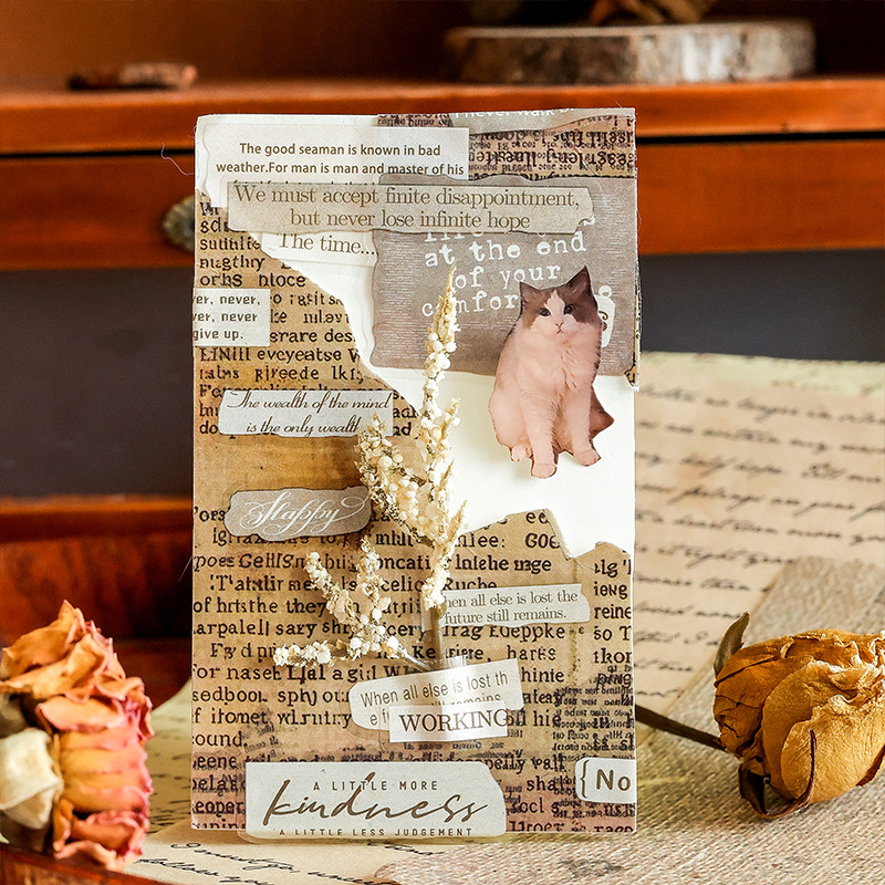 Retro viejo tiempo transparente pet pegatinas impermeables citas en inglés transfronterizo libro de bricolaje decoración creativa pegatinas de collage