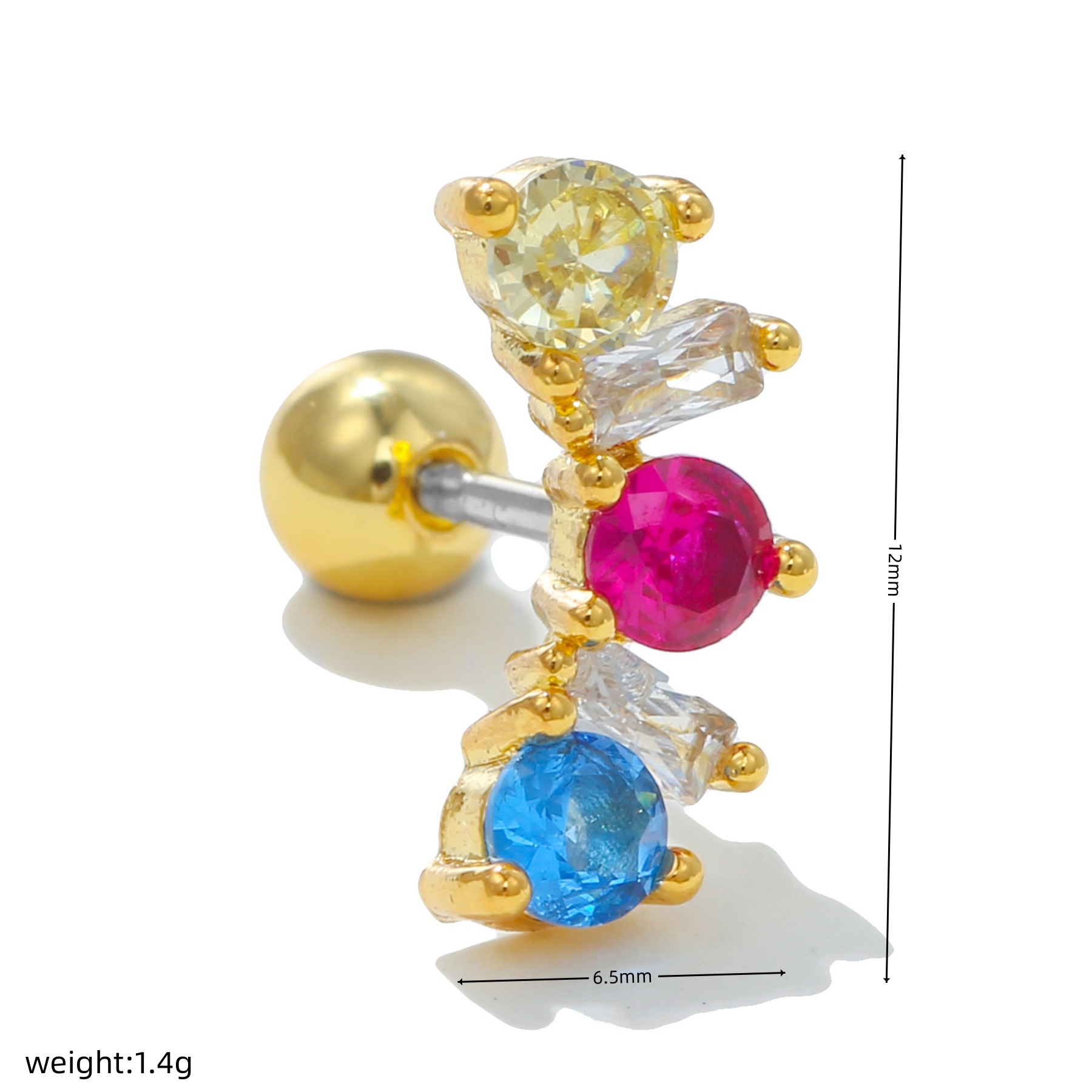 Fashion Geometric Copper Plating Zircon Ear Studs 1 Piece