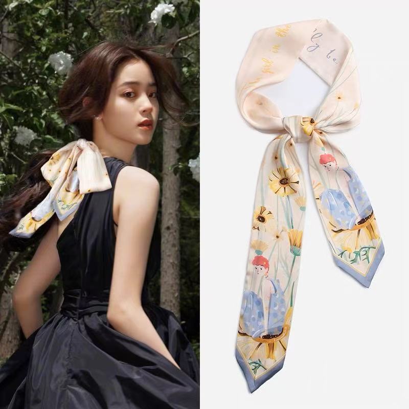 Hairband Silk Scarf for Women 2025 New Style Small Long Strip for Tying Hair, Tying Bags, and Braiding Hair, Spring and Summer High-End Versatile Ribbon Hairband Silk Scarf for Women 2025 New Style Small Long Strip for Tying Hair, Tying Bags, and Braiding Hair, Spring and Summer High-End Versatile Ribbon