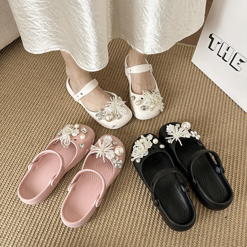 Ballet shoes, perforated shoes, exquisite floral pearl shoes, beach sandals, thick-soled comfortable slippers Ballet shoes, perforated shoes, exquisite floral pearl shoes, beach sandals, thick-soled comfortable slippers