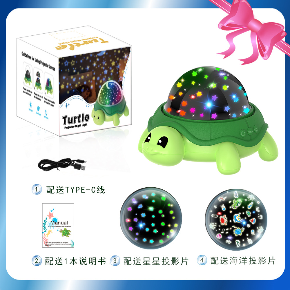Green Good Luck Turtle: 컬러 매칭 슬라이드 2개 + USB 직접 전원 공급 장치